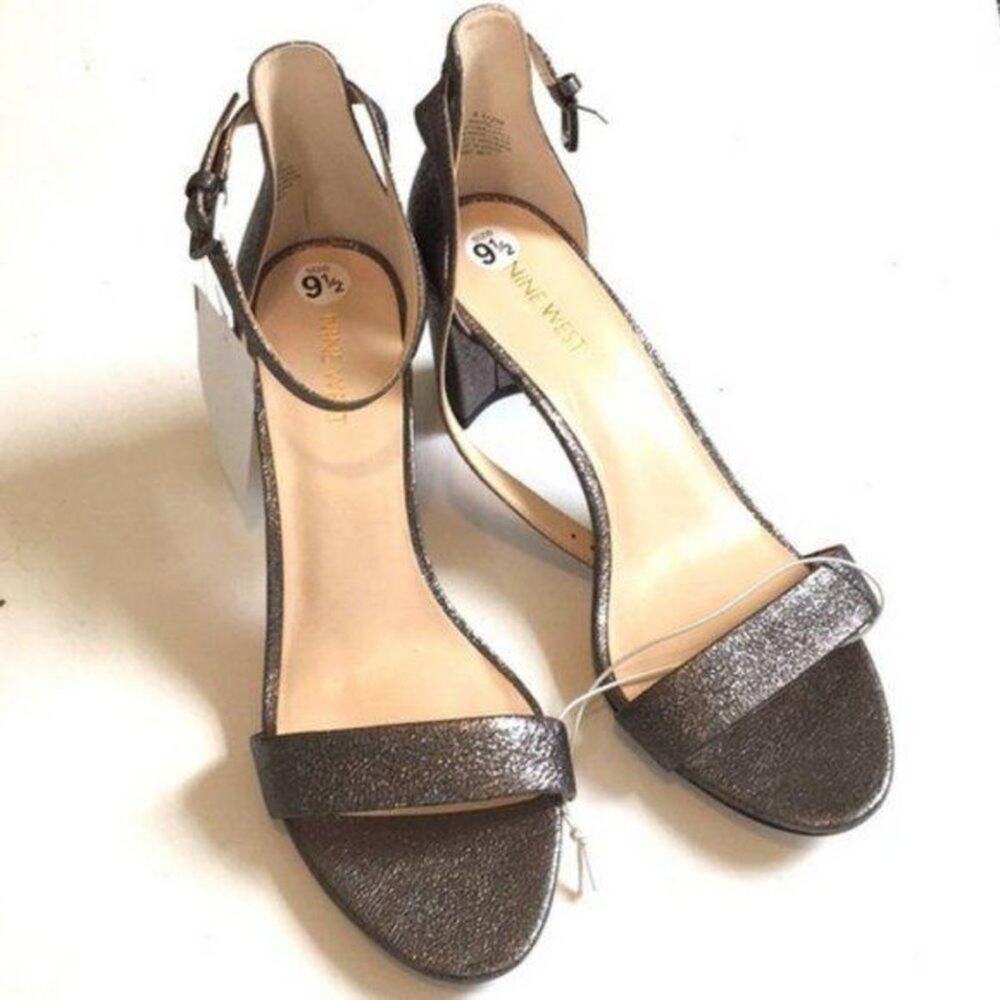 Nine West chunky heels sandals sz 9.5 NEW pewter